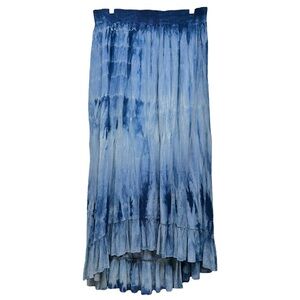 Scoop Skirt Women Large Blue Maxi Coastal Beach Cowgirl Boho Hippy Lagenlook